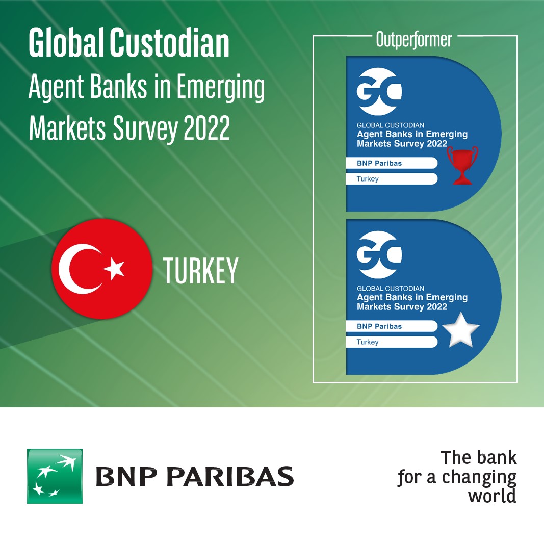 BNP Paribas Securities Services (@bnpp2s) on Twitter photo 🏆 Turkey | We are pleased to announce that BNP Paribas’s TEB Securities Services business in Turkey achieved strong results in <a href="/globalcustodian/">Global Custodian</a>’s 2022 "Agent Banks in Emerging Markets" survey.
We would like to thank our clients for their trust and continued partnership. 🏆 Turkey | We are pleased to announce that BNP Paribas’s TEB Securities Services business in Turkey achieved strong results in <a href="/globalcustodian/">Global Custodian</a>’s 2022 "Agent Banks in Emerging Markets" survey.
We would like to thank our clients for their trust and continued partnership.