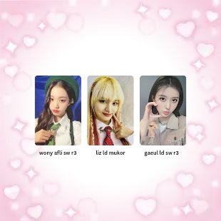 🎠... ༉‧₊˚ #criseldasells *ೃ༄
         ˗ˏˋ ive photocard tingi ´ˎ˗

   🍥 800 | 350 | 500
   🍓 x for sensi buyer
   🍡 direct ggx only!
   🍬 long dop ✅
   🌸 check thread 

t. wts lfb ive pc wonyoung leeseo liz yujin gaeul lodi love dive afli sw r3 beret help rt ph only