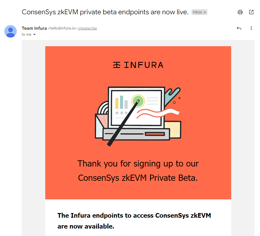 CryptoDuck_TH's tweet photo. [ ได้อีเมล @ConsenSys zkEVM แล้วไปไหน? ]
ตอนนี้หลายๆ ท่านที่เคยขอ private beta ไป น่าจะเริ่มได้อีเมลจาก @infura_io ส่งมาแล้ว
.
ึความจริงในเมลเขียน step คร่าวๆ ไว้อยู่แล้ว แต่ขอมาแจ้งทางนี้อีกทางครับ
1⃣ Signup/Login: https://t.co/h9iZWD88Cs
2⃣ Create new key แล้วเลือก Web3 API https://t.co/jemlPdpAeQ