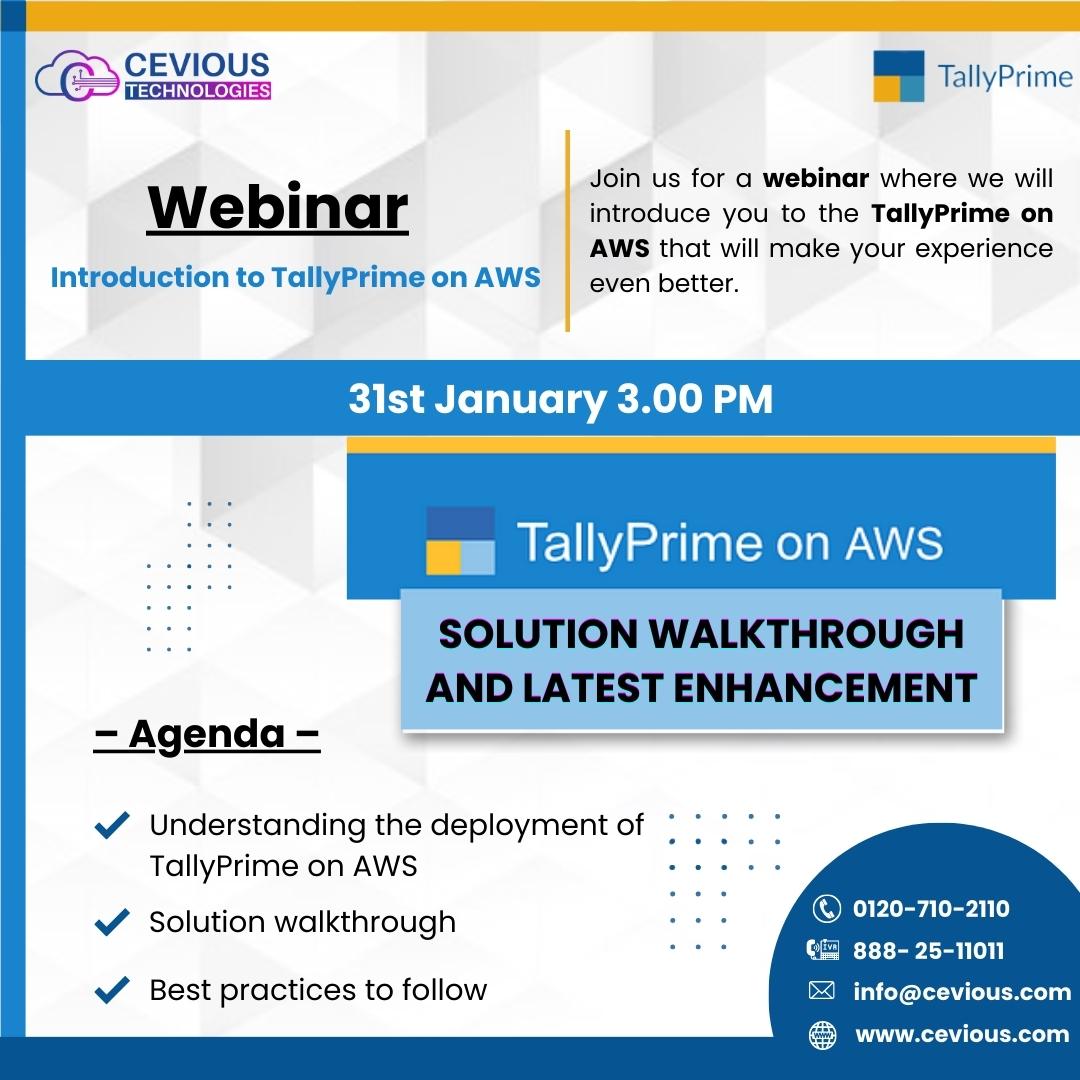 cevious's tweet photo. Webinar for, Introduction to TallyPrime on AWS
Come & Join The Webinar
31st January 3:00 PM
https://t.co/5XdXqDDiBL
.
.
#tallyAWSwebinar #ceviouswebinar #latestupadte #getupdated #webinarwithcevious #tallyprime #cloudserver #awscloudserver #tallyoncloud #AWS #cloud #tallysolution https://t.co/FnqNxWu27Z