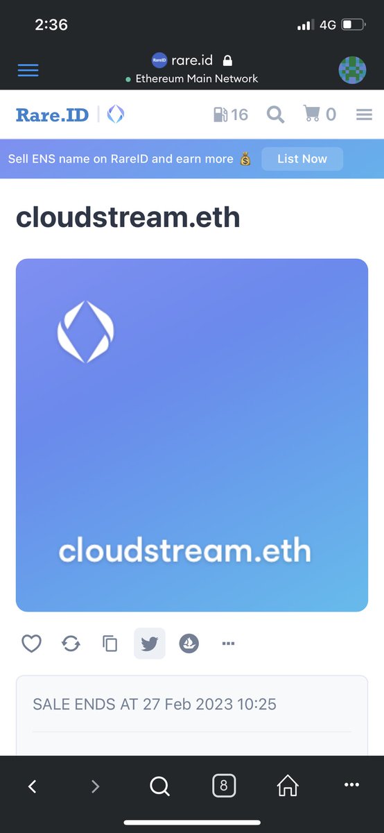 Check out this ENS name on RareID rare.id/items/cloudstr… via @GetRareID

@zerozerocoins <a href="/ENSTradingPost/">ENSTP.eth</a> <a href="/BloomCapital_/">₿</a> 

Raising price in a week ! HMU and RT #ENS fam