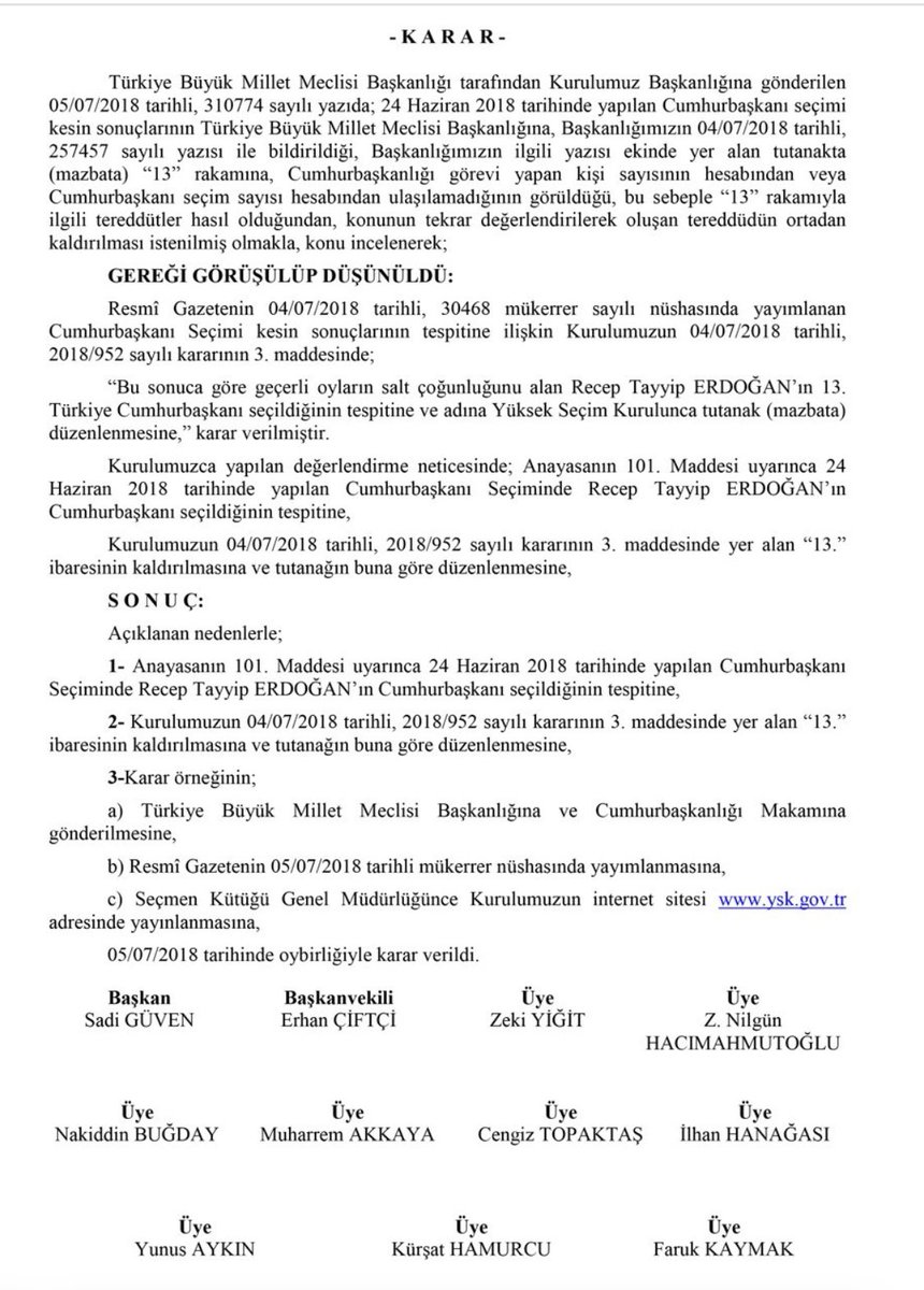 Cumhurbaşkanlığı’nın sitesinde,
tccb.gov.tr/receptayyiperd…
Erdoğan’ın;
1️⃣İLK KEZ,
2️⃣Ve YENİDEN cumhurbaşkanı seçildiği açıkça yazılı.
👉YSK’nın mazbataları değiştirildi ancak bu unutulmuş.
👉Anayasa’ya göre “Erdoğan aday olamaz.”