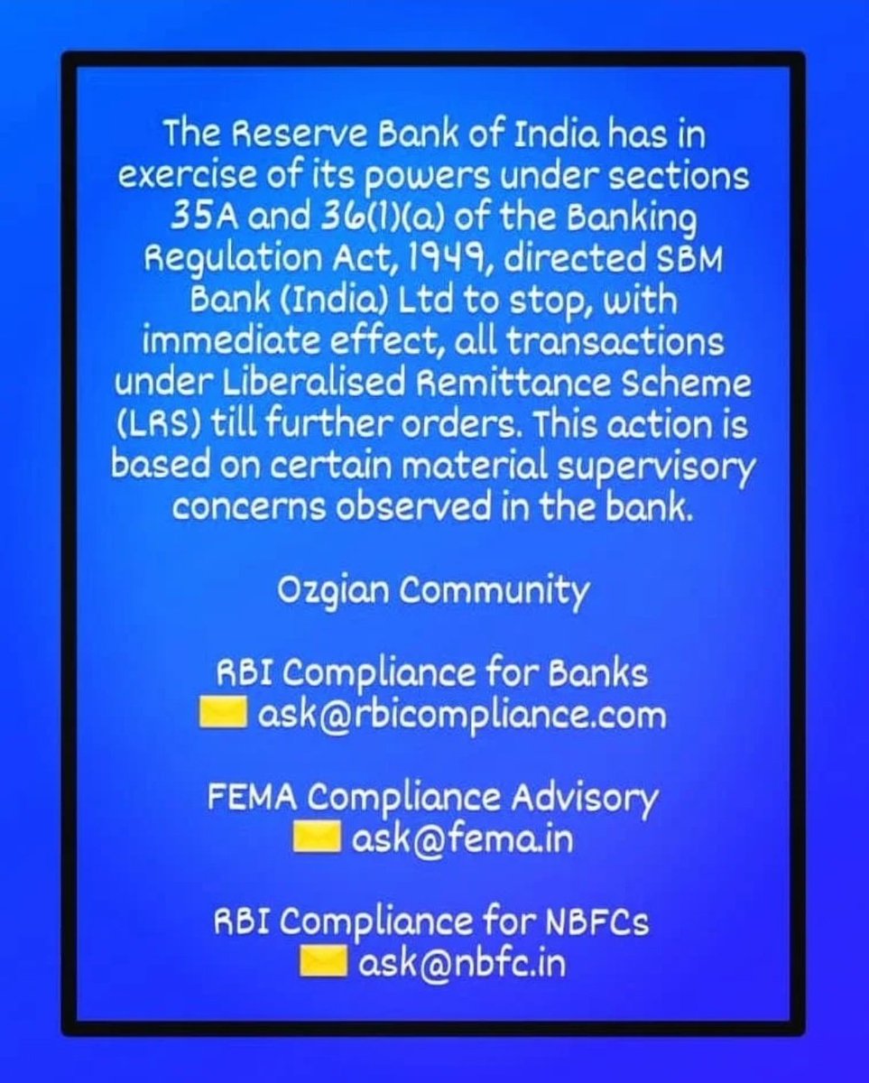 RBIcompliance's tweet photo. #SBMbankindia
@sbmbankindia
๐ฑhttps://t.co/agbdwV0GGg
#NiyoGlobal #NiyoBankAccount #LRSfraud #LRSscheme #FemaConsultant #FEMA #OZG #FemaCompliance #ozgfinance #FDIconsultant #RbiCompliance #fcgpr #CyberSec #reservebankofindia #fintech #femaviolation https://t.co/LzUhyXKhLx