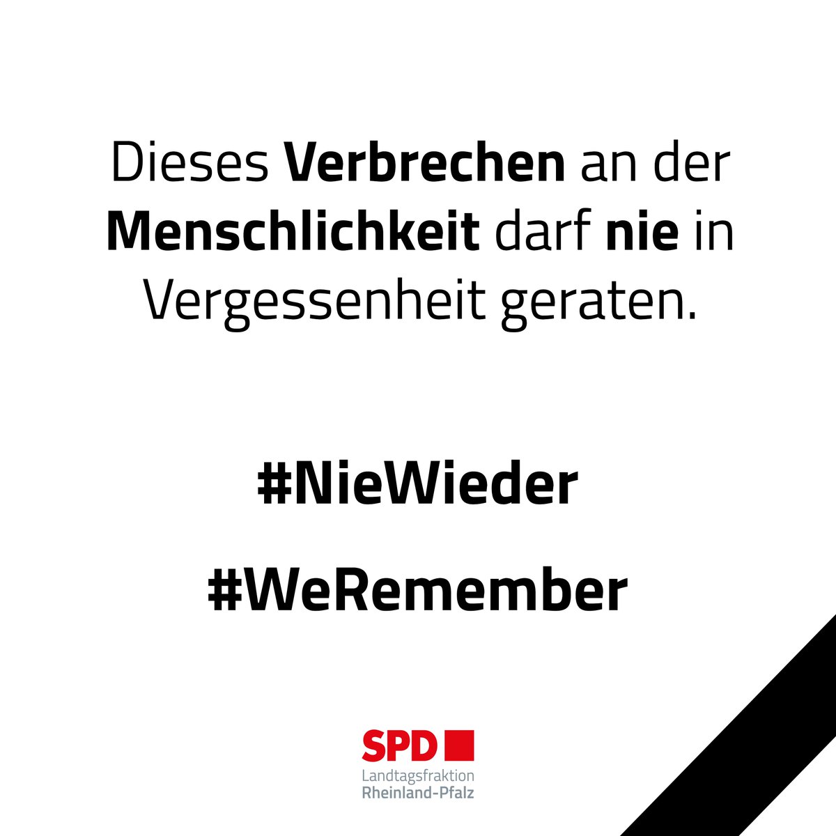 SPDFraktionRLP's tweet photo. Das Gedenken an die Opfer des Nationalsozialismus ist ein wichtiger Bestandteil der #Erinnerungskultur. Am 27. Januar gedenken wir der Opfer dieser dunklen Zeit in stiller Trauer und Solidarität. Als gesamte SPD-Fraktion sagen wir heute klar: #NieWieder und #WeRemember (1/2) https://t.co/D04VvMJSFp