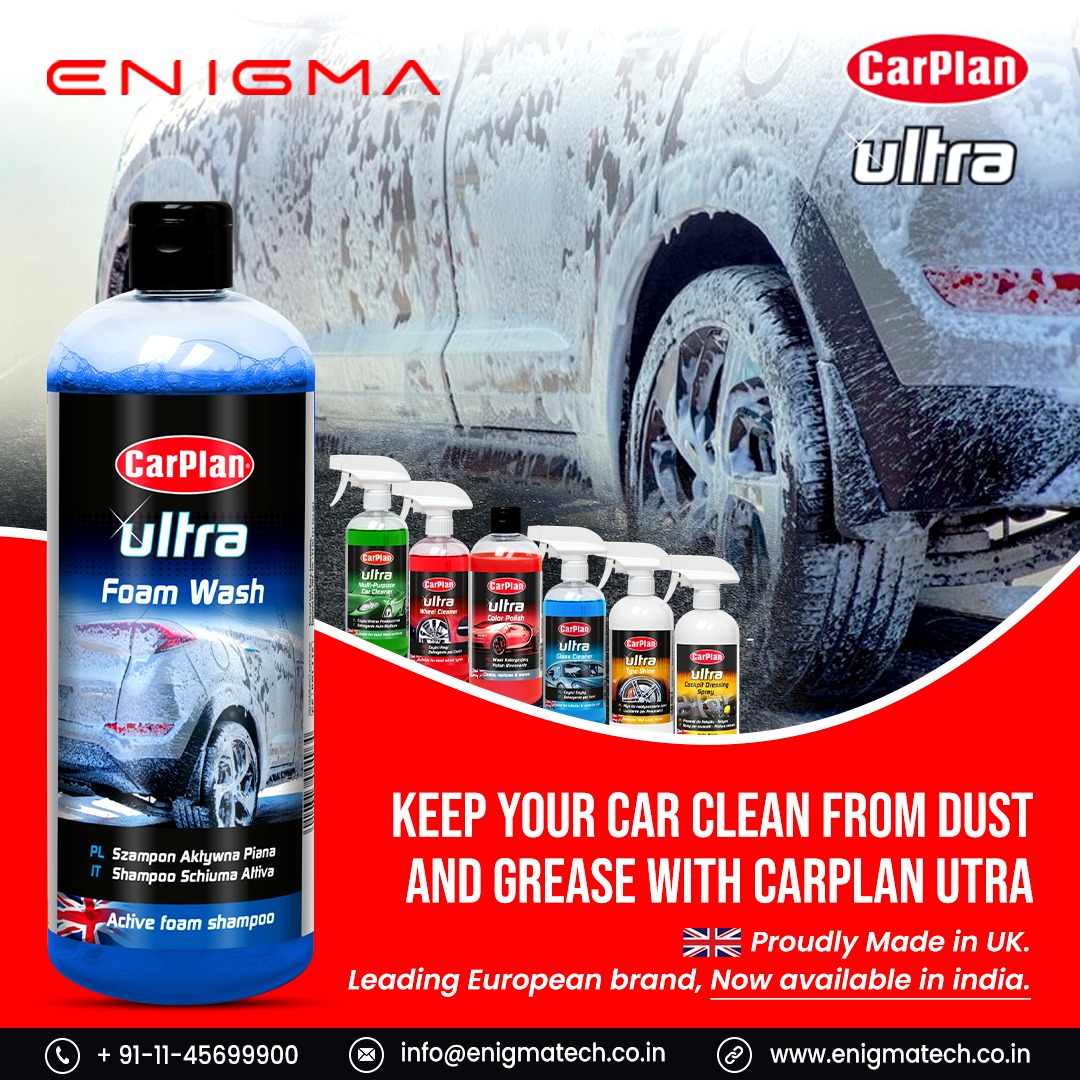 Get rid of traffic film, dirt, and grease with CarPlan Ultra Foam Wash, creating dense foam with your hands. Made in UK.

To know more,
📞: + 91-11-45699900
✉: info@enigmatech.co.in
Or 
 enigmatech.co.in
#carplanultra  #wheelcleaner  #carpolish #automotive #autocarindia