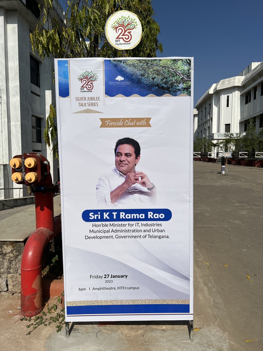 ponguru's tweet image. Looking forward to Shri @KTRBRS&apos;s visit @iiit_hyderabad campus today. #IIITHTurns25 #IIITHRocks #ProfGiri /c @KTR_News @KTRoffice @TelanganaCMO