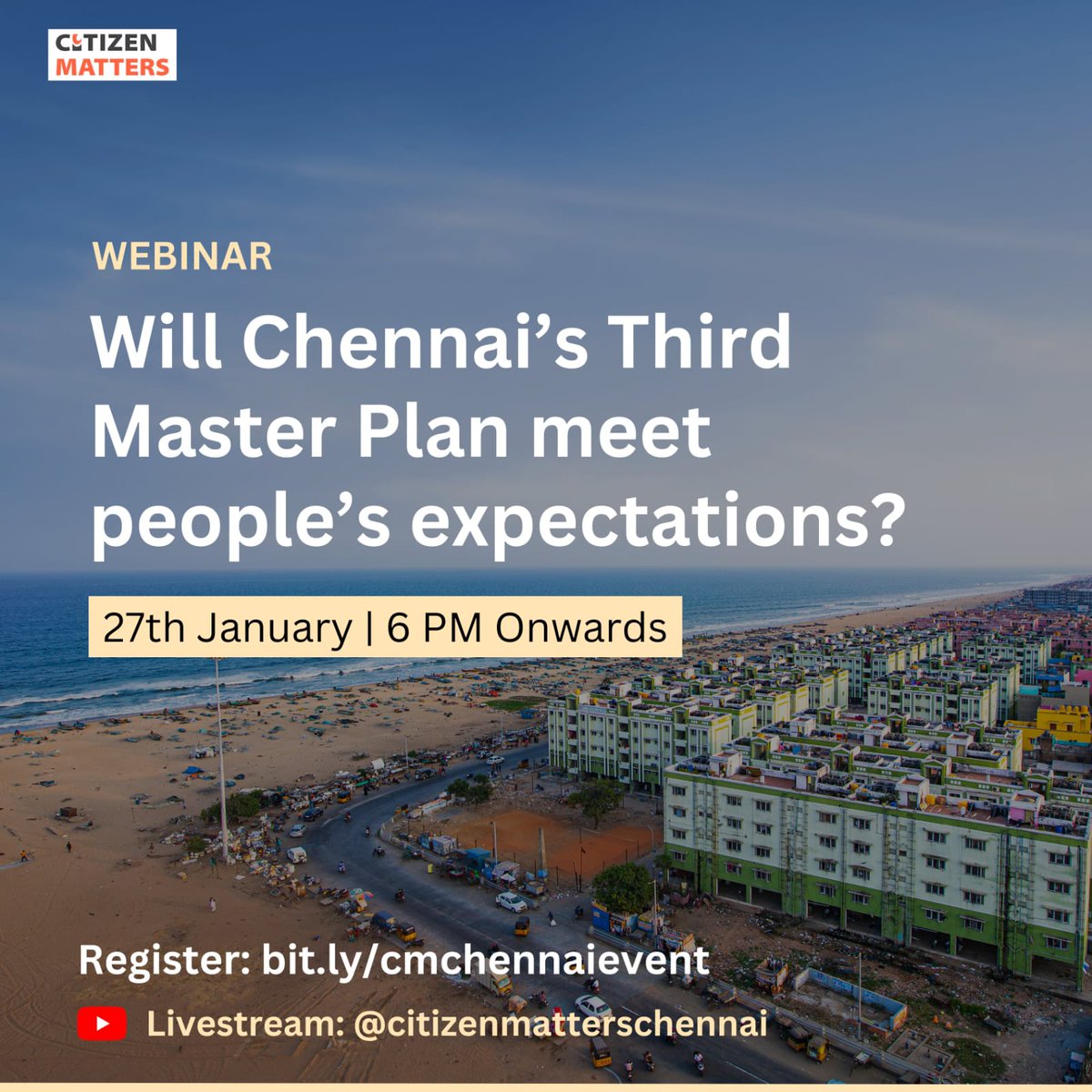 rasheemehra's tweet photo. Sharing the experiences from the Main Bhi Dilli Campaign @mbd2041 with Citizen Matters as Chennai gears up for the creation of its 3rd city Master Plan. Today at 6 PM IST. Join us.
Register: https://t.co/askumpJJal
@iihsin https://t.co/x8zWp7rB7e