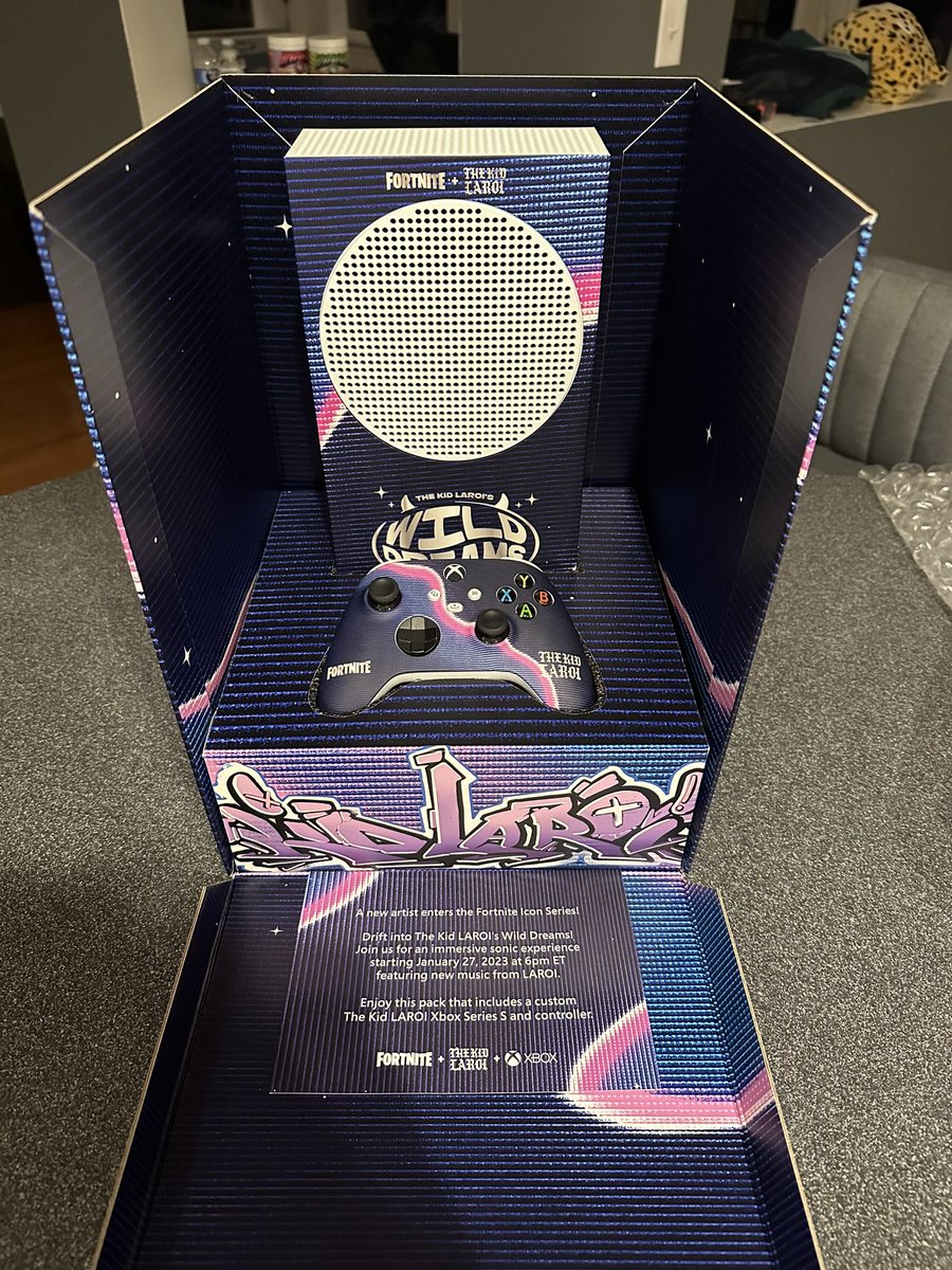 Huge thanks to @FortniteGame for this Kid Laroi themed Xbox this thing  looks insane #EpicPartner, image size:900x1200
