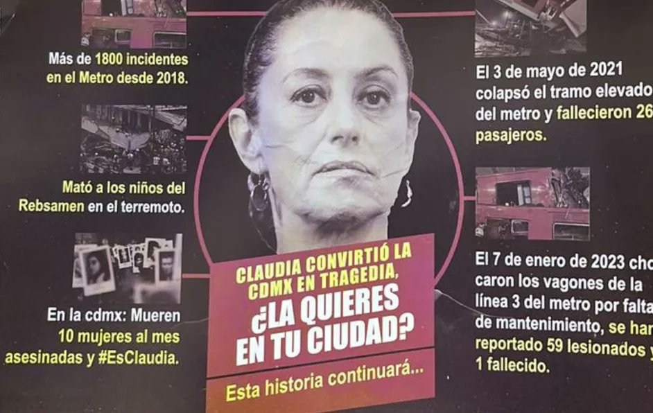 Milenio's tweet photo. "Convirtió la CdMX en tragedia":
Denuncian hallazgo de propaganda contra Claudia Sheinbaum en instalaciones de alcaldía Cuauhtémoc

Sandra Cuevas lo niega y acusa detenciones ilegales

https://t.co/MXofTOh1OT https://t.co/V9IhlewNMb