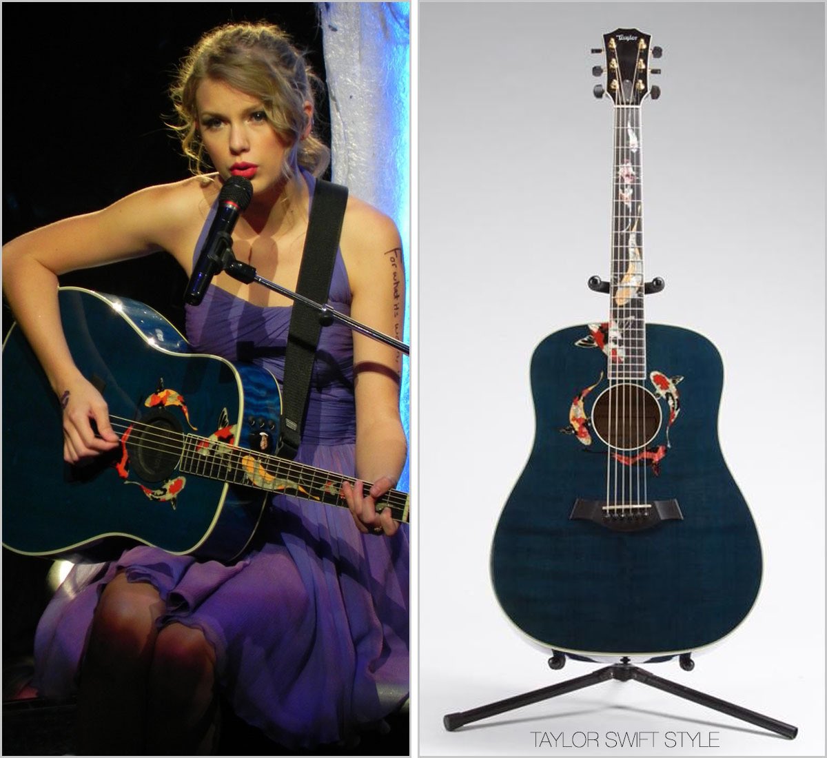 🚨 Aparentemente, os peixes que aparecem no clipe de 'Lavender Haze', fazem referência ao violão utilizado por Taylor Swift na era Speak Now. #LavenderHazeMusicVideo