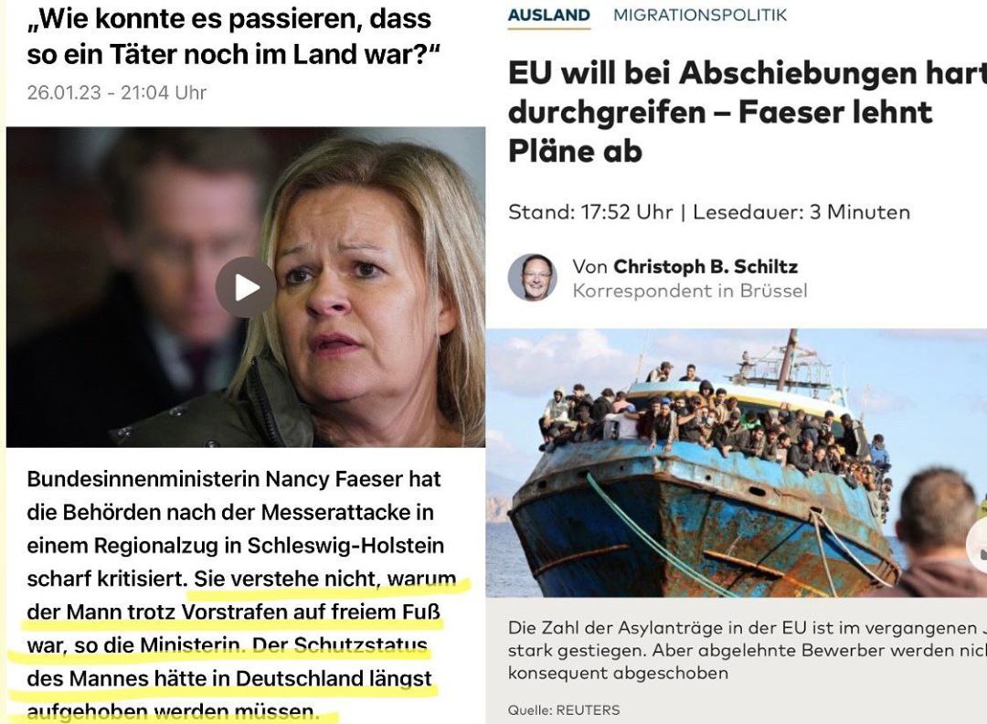 GordonRoth13's tweet photo. Das ist genau mein "Humor"! Wie konnte es nur passieren??

Die ganze  geheuchelte Betroffenheit in einer Collage 💯
#Brokstedt #feaser @NancyFaeser #Migrationsproblem #Migrationspolitik #Messerattacke #Messermoerder #Messerangriff https://t.co/S4BYdJWwbA