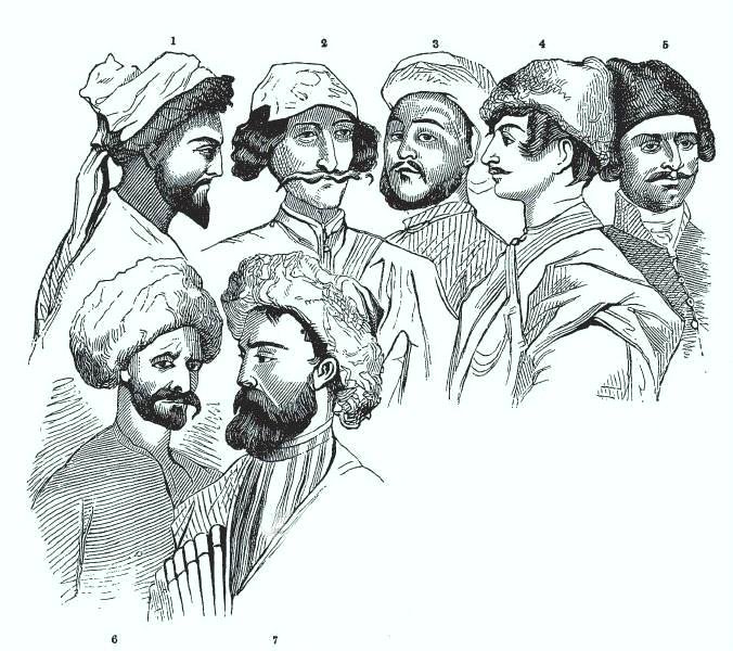 GurcistanN's tweet photo. Robert Sears'ın 1855 tarihli "An Illustrated Description of the Russian Empire" adlı çalışmasına göre Kafkas halklarının fiziki görünüşleri;
1-#Çerkes 
2- #Megrel 
3- Nogay Türkü 
4- #Gürcü
5- #Ermeni 
6- Lezgi
7- Kozak (Terek) https://t.co/KODLW1FjlT