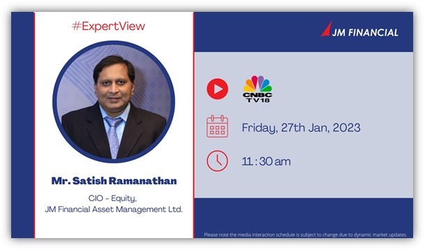 JMFL_group's tweet photo. Do watch Mr. Satish Ramanathan, CIO - Equity, #JMFinancial AMC on @CNBCTV18Live show, ‘Trading Hour’ anchored by Reema Tendulkar, Pavitra Parekh and Sonia Shenoy today at 11.30 am as he discusses #marketcall in the near future, #consumptionsector and #autosector outlook. https://t.co/sKiDs6cuXu