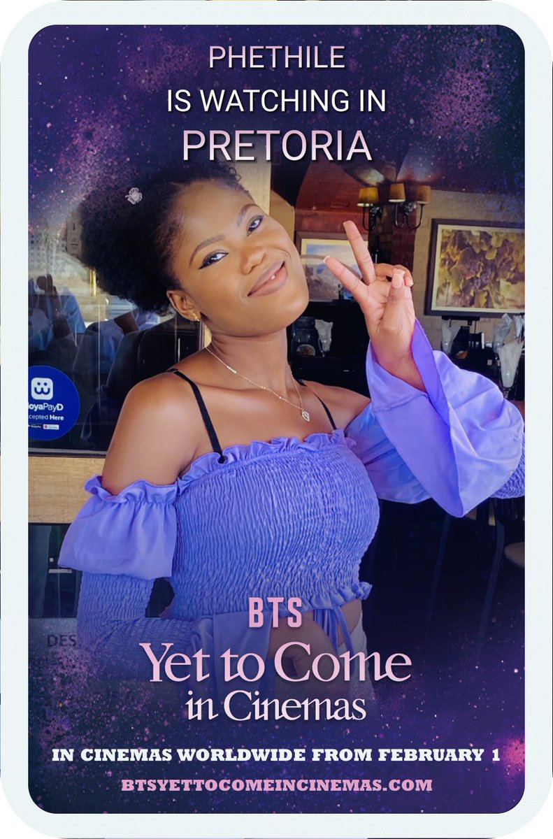 jimins_HanRiver's tweet image. Can’t wait for #BTSYetToComeinCinemas 🥰🥰 
#SAarmy 🇿🇦