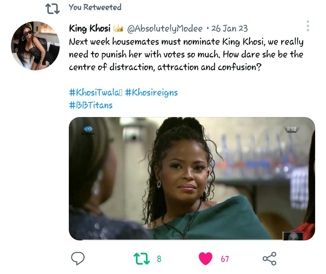 Mariamyusuph2's tweet photo. KHOSI THE SHOW
WE STAND BY KHOSI
NO MARA WAAAT

#KHOSIREIGNS 
#KHOSITWALA https://t.co/PmmVaqbUcd