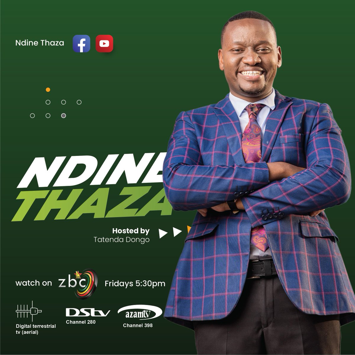 Catch <a href="/ndinethaza/">Ndine Thaza TV Show</a> on <a href="/ZBCtv/">ZBCTV</a> tonight at 5:30pm. You can watch via DTT (aerial), <a href="/azamtvzw/">Azam TV Zimbabwe🇿🇼🇹🇿</a> channel 398 or <a href="/DStvZimbabwe/">DStvZimbabwe</a> channel 280.