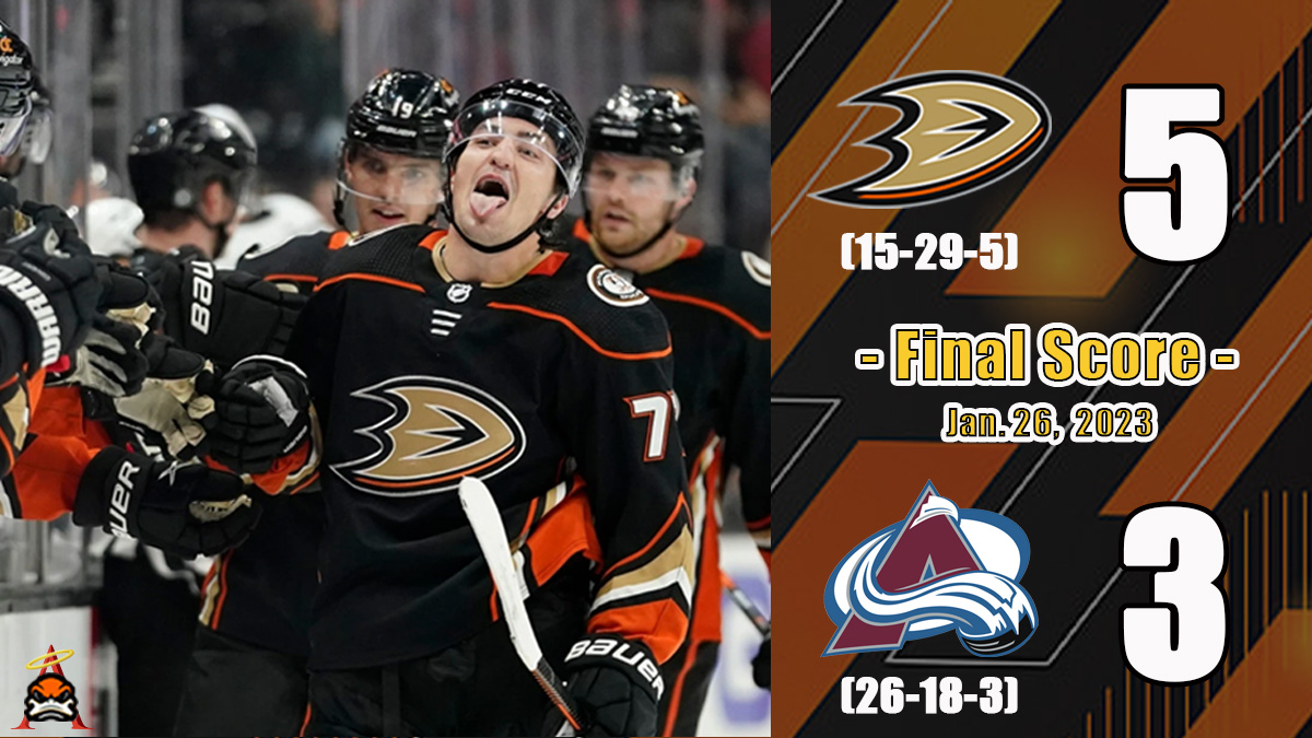 Katella_Chron's tweet photo. #LightTheLamp as the Ducks pick up back-to-back wins to finish up the 6-game road trip‼️ A 3-2-1 road trip brings the season total to 35 Points in the standings 🦆🏒
⭐️#Vatrano - HAT TRICK 🎩
⭐️#Gibson - 41 Saves
⭐️#Fowler - 2 Assists
#FlyTogether https://t.co/Y45GllTwxI