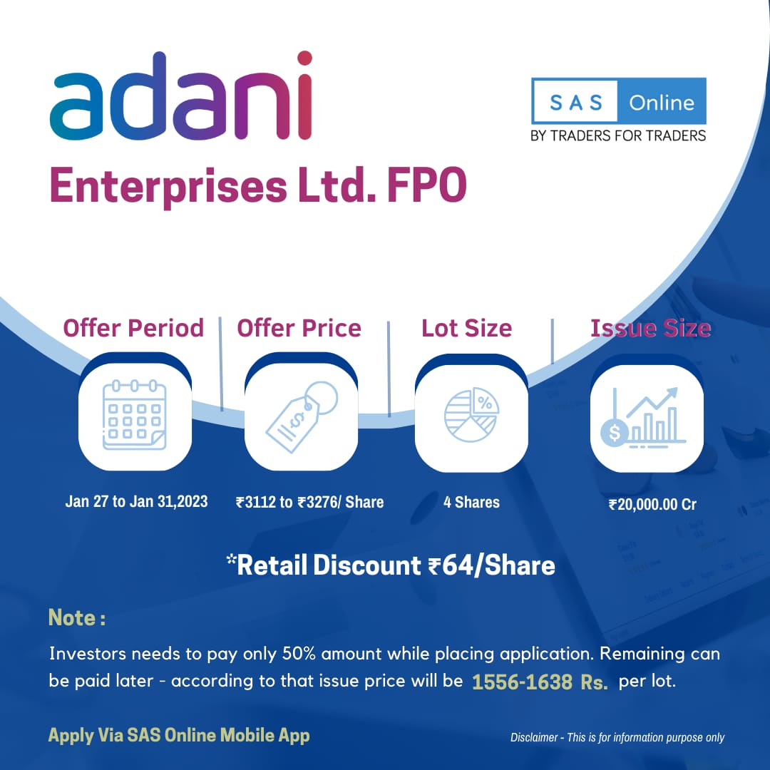 ICMBroking's tweet photo. Adani Enterprises Ltd. FPO opens today.
Are you investing? Apply via SAS Online Mobile App
Disclaimer - All details are for informational purposes only.
#AdaniFPO #FPOAlert #ipo #stockmarketinvestment #stockmarketinvesting #SASOnline #ByTradersForTraders #unipartsipo #IPOAlert https://t.co/KytHoqk8mA