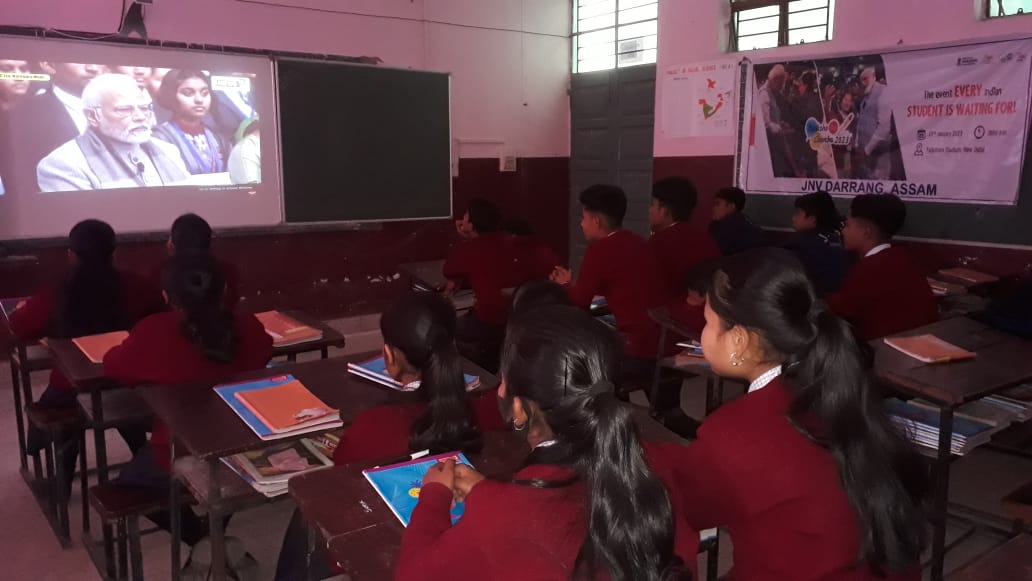 JnvDarrang's tweet photo. JNV Darrang students participating on Pariksha Pe Charcha 2023 #PPC2023 #Parikshapecharcha #PMOIndia, #MyGOVT #Examwarriors @narendramodi #NVSHQ #NVS https://t.co/wX0wv92SNE