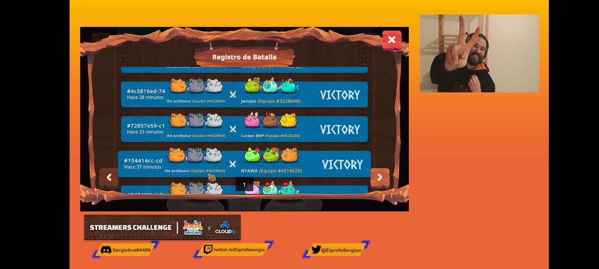 Acabamos el torneo de streamers de <a href="/AxieInfinity_ES/">Axie Infinity en Español</a> <a href="/AxieInfinity/">Axie Infinity</a>  hicimos pleno de victorias y acabamos 22 - 0 con un equipo de 0.018 eth (incluidas Runas y sin charms) Habrá que sortear el equipo digo yo!! 

Todo aquel que de Rt y etiquete entrara en el sorteo!! 48 horas sorteo