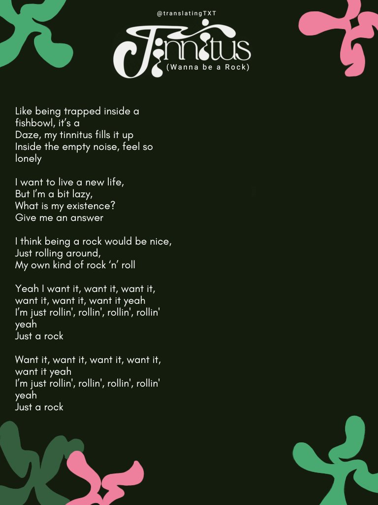 TXT Translations 💬 on Twitter "TRACK 04 Tinnitus (Wanna be a Rock
