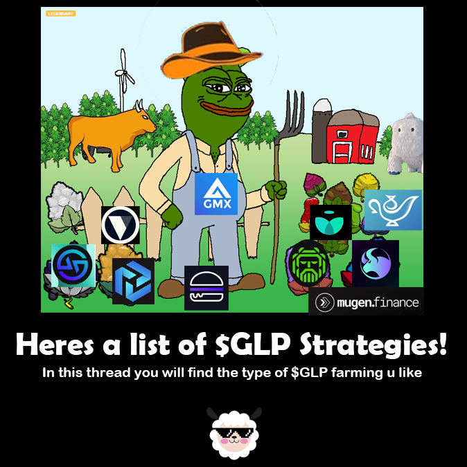 2lambro's tweet image. Love @GMX_IO?
Heres a list of $GLP Strategies!
In this thread you will find the type of $GLP farming u like

Featuring
@JonesDAO_io @GMDprotocol @Neutrafinance @PlutusDAO_io @UmamiFinance @rage_trade @vestafinance @Moremoneyfi @YetiFinance @tender_fi @MugenFinance @Rodeo_Finance