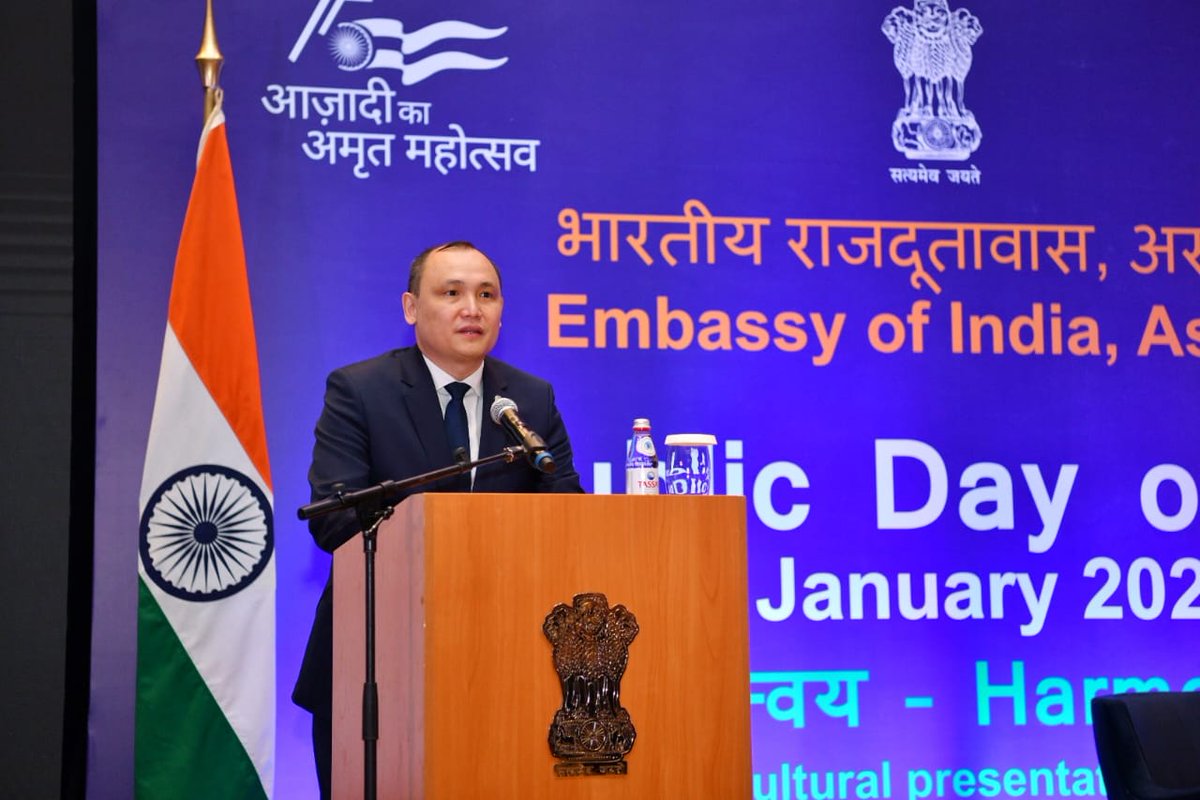 indembastana's tweet photo. #RepublicDay2023  Reception hosted by the Embassy!! 🇮🇳

Amb highlighted India's role in the world and India-Kazakh bilateral relations.

H.E. Mr. Kanat Tumysh, DFM of Kazakhstan🇰🇿 graced the occasion as the Chief Guest. Over 300 people attended the function. @MEAIndia https://t.co/4uOywWSoRw