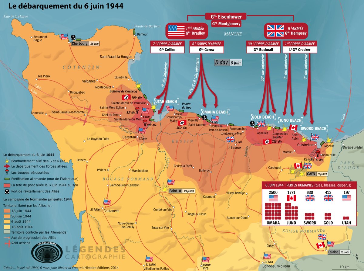 Fin 1943 les anglo-américains décident de débarquer en France. C'est la nuit du 5 au 6 juin 1944 que débute l'opération Overlord avec le parachutage de troupes. Le 6 juin au matin près de 180 000 hommes, partis d'Angleterre, doivent prendre pieds sur les plages normandes.