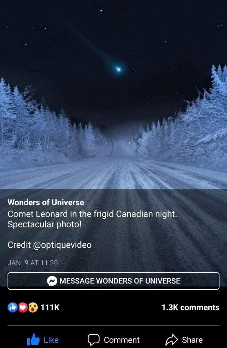 I see my Christmas comet photo everywhere, on major pages and people personal profiles. Thinking of making it available as a NFT. 
#NFT