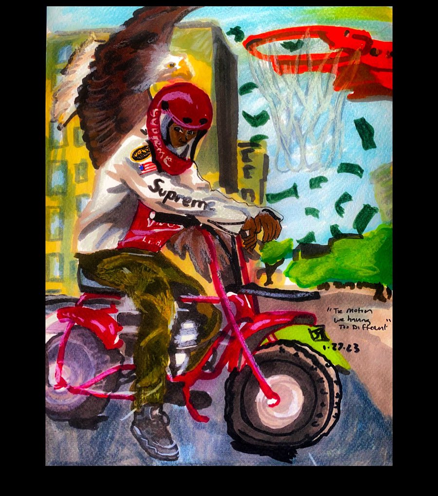 “THE MOTION WE HAVING TOO DIFFERENT”
9” x 12”
—
#art #supreme #supremenewyork #vansonleathers #fineart #artcollectors #indy #indyart #detroitart #basketball #airjordan