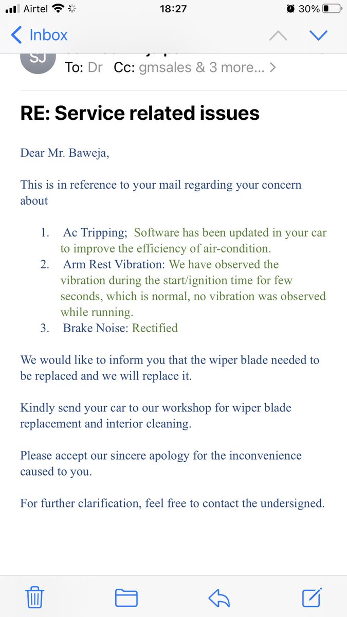 TheDentistArvin's tweet photo. @volkswagenindia Poorest service …no response after sale and even after service …giving no solution of arm rest vibration..SC making fool …complaint no LEG10008334 without response ..see attachment after service https://t.co/7F5zqjov55