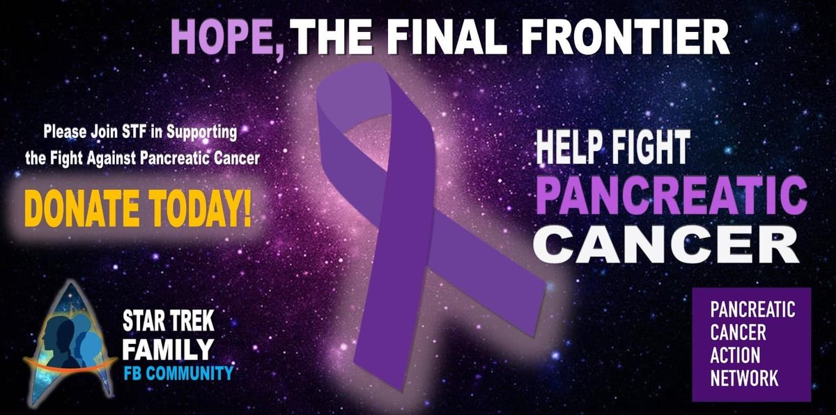 Please help the Star Trek Family raise money for Pancreatic Cancer!  We’ve teamed up with Trek actors @KitSwink, @ShimermanArmin, <a href="/JonathanFrakes/">Jonathan Frakes</a> and @JBillingsley60  to raise money for PANCAN research and treatment.      support.pancan.org/goto/StarTrekF…