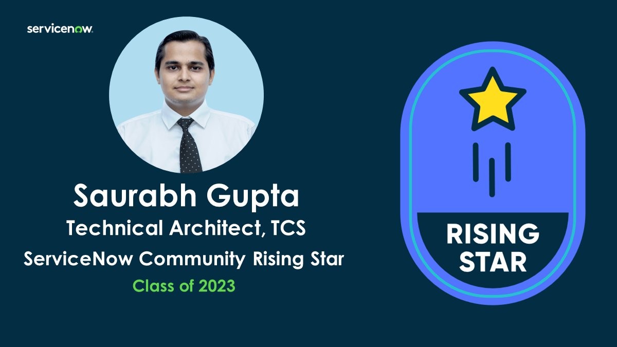 Truly honoured to be recognized as ServiceNow Rising Star class of 2023.

Thanks to Sarah Garey, Mark Obee, Dan Bruhn for providing such a great platform.

Congratulations to all MVP's and Rising Stars.
#learningandgrowing 
#learningandsharing
#buildingonbelief 
#tcs
#ServiceNow