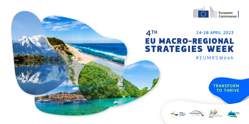Save the date! EU Macro-Regional Strategies Week "Transform to thrive", will take place 24-28 April 2023. The event will focus on Energy, Skills and Funding. The programme can be followed both online and onsite in Brussels. balticsea-region-strategy.eu/communication-… <a href="/EUSDR/">Danube Region Strategy</a> <a href="/_Eusalp/">EUSALP</a> <a href="/EusairPoint/">EUSAIR</a>