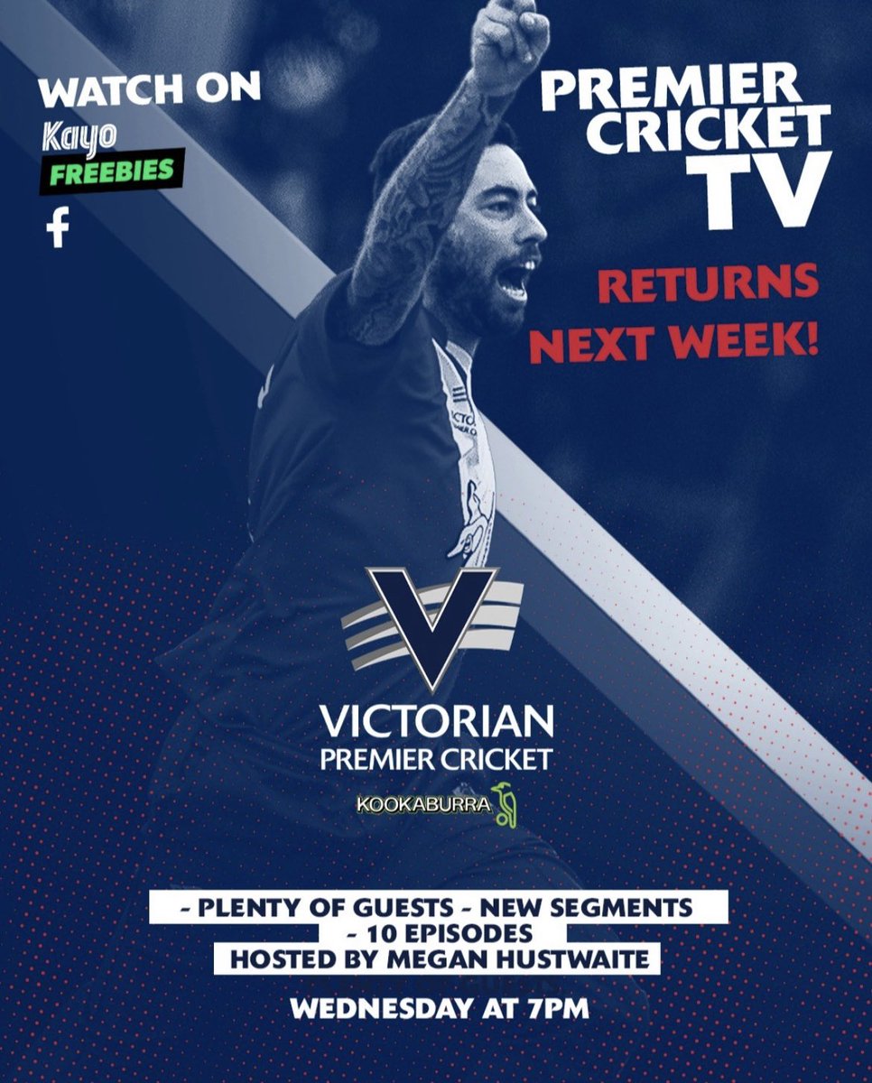 Premier Cricket TV returns next week for the final 10 weeks of the <a href="/vicpremcricket/">Vic Premier Cricket</a> season!
Who do you want to see as a guest on the show?

<a href="/PVCCBats/">Plenty Valley CC</a> <a href="/EssendonCC/">Essendon CC</a> <a href="/boxhillcc/">Box Hill Cricket Club</a> <a href="/footscc/">Footscray Cricket Club</a> <a href="/HawksKH/">Kingston Hawthorn CC</a> <a href="/RichmondCC1854/">Richmond Cricket Club</a> <a href="/GreenvaleRoosCC/">Greenvale Kangaroos</a> <a href="/FrankPenCC/">Frankston Peninsula CC</a> <a href="/fitzdonc/">Fitzroy Doncaster CC</a> <a href="/MelbUniCC/">Melbourne University Cricket Club</a> <a href="/nccdragons/">Northcote CC</a>