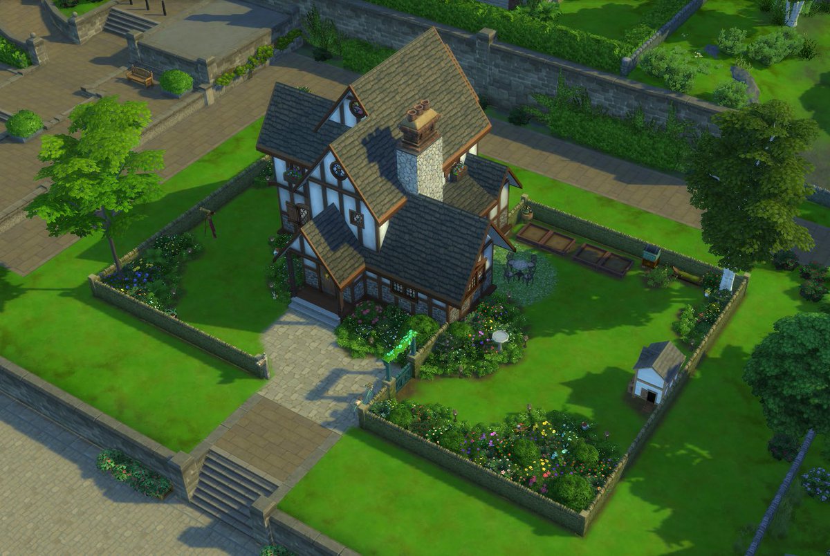 roseofsharron_'s tweet photo. So I did @lilsimsie ‘s most recent shell challenge and I’m really proud of it!! The build’s titled “Palmer Family Cottage” and my name is Rose_Of_Sharron on the Gallery!! I also made the sims I imagined living there, they’re on the gallery too! #Sims4 #NewYearNewShell #Lilsimsie https://t.co/O5TNqgx0AL