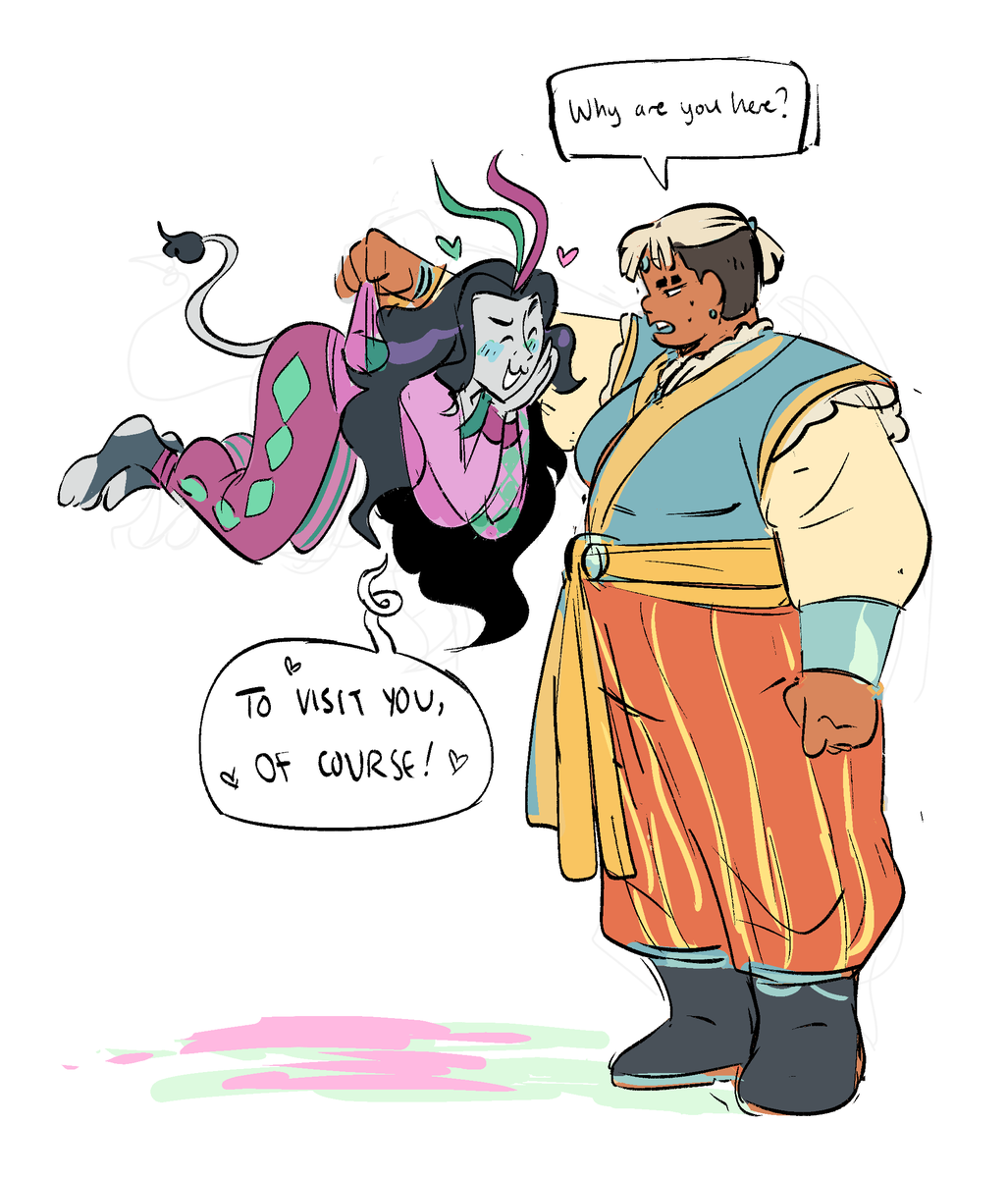 the empire's clown and the stoic warrior monk they love to bother <3