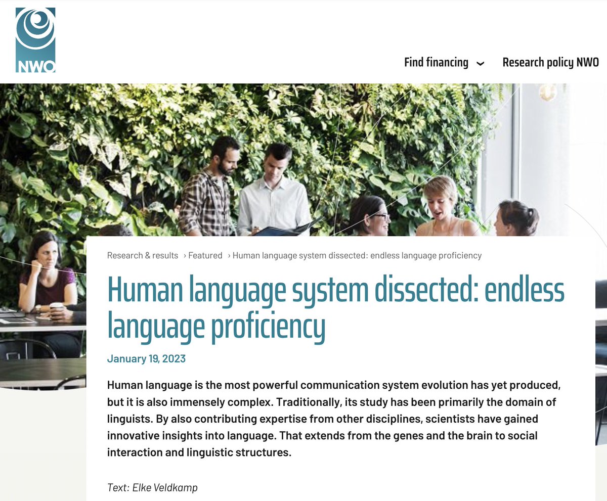 StephForkel's tweet photo. Human #language #system #dissected: endless language proficiency
A research update from the Language in Interaction and Language and Communication teams.
Text by @ElkeVeldkamp
https://t.co/damBAy81tK
#variability #gestures #genetics #comparative #neuroimaging https://t.co/c56nfvVwhl