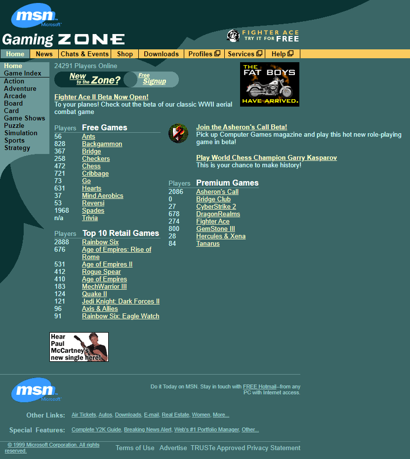 WebDesignMuseum's tweet photo. MSN Gaming Zone website in 1999

#WebDesignHistory https://t.co/csR7JpcDp6