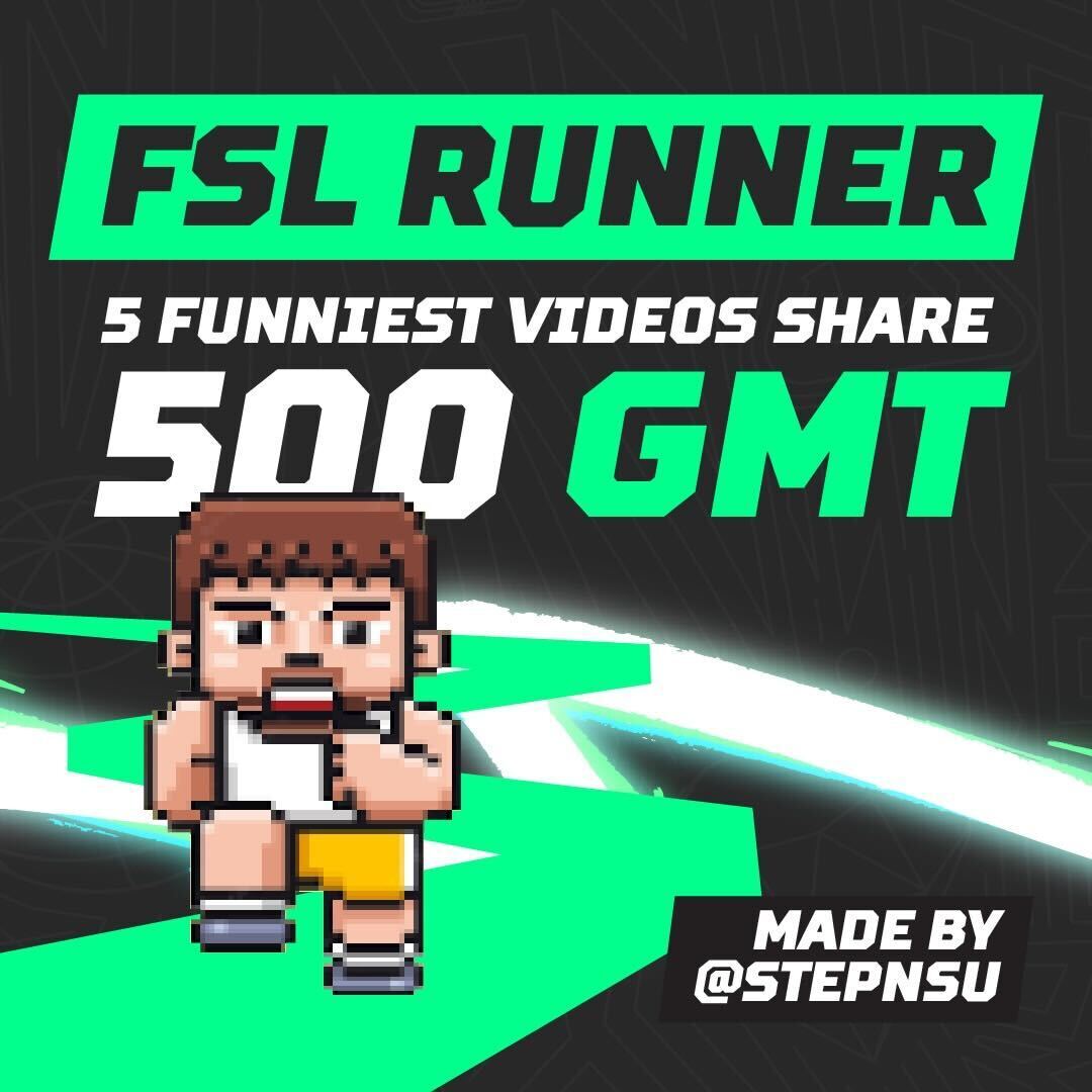 Stepnofficial's tweet photo. Check out this awesome game our Ambassador @STEPN_Su created!

5 funniest videos will share a pot of 500 $GMT ✨

How to enter:
🔁Retweet this post
🎥Record yourself playing the game ➡️ https://t.co/zs764P9Dqj
 🎮Post to Twitter with #STEPN #FSLRunner and tag @Stepnofficial [1/2] https://t.co/7wGxsawvUK