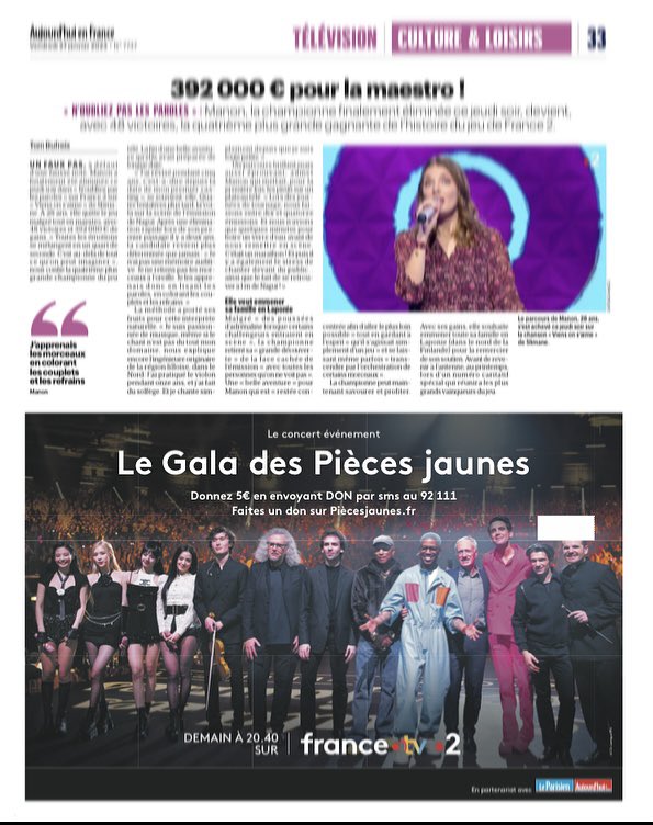 MarieHDanet's tweet photo. #GalaPiècesJaunes, un concert exceptionnel au Zénith de Paris pour l'opération des @piecesjaunes ! ✨

📍Samedi à 20.40 sur @France2tv 

🤝En partenariat avec @le_Parisien https://t.co/IPJ12q2LNd