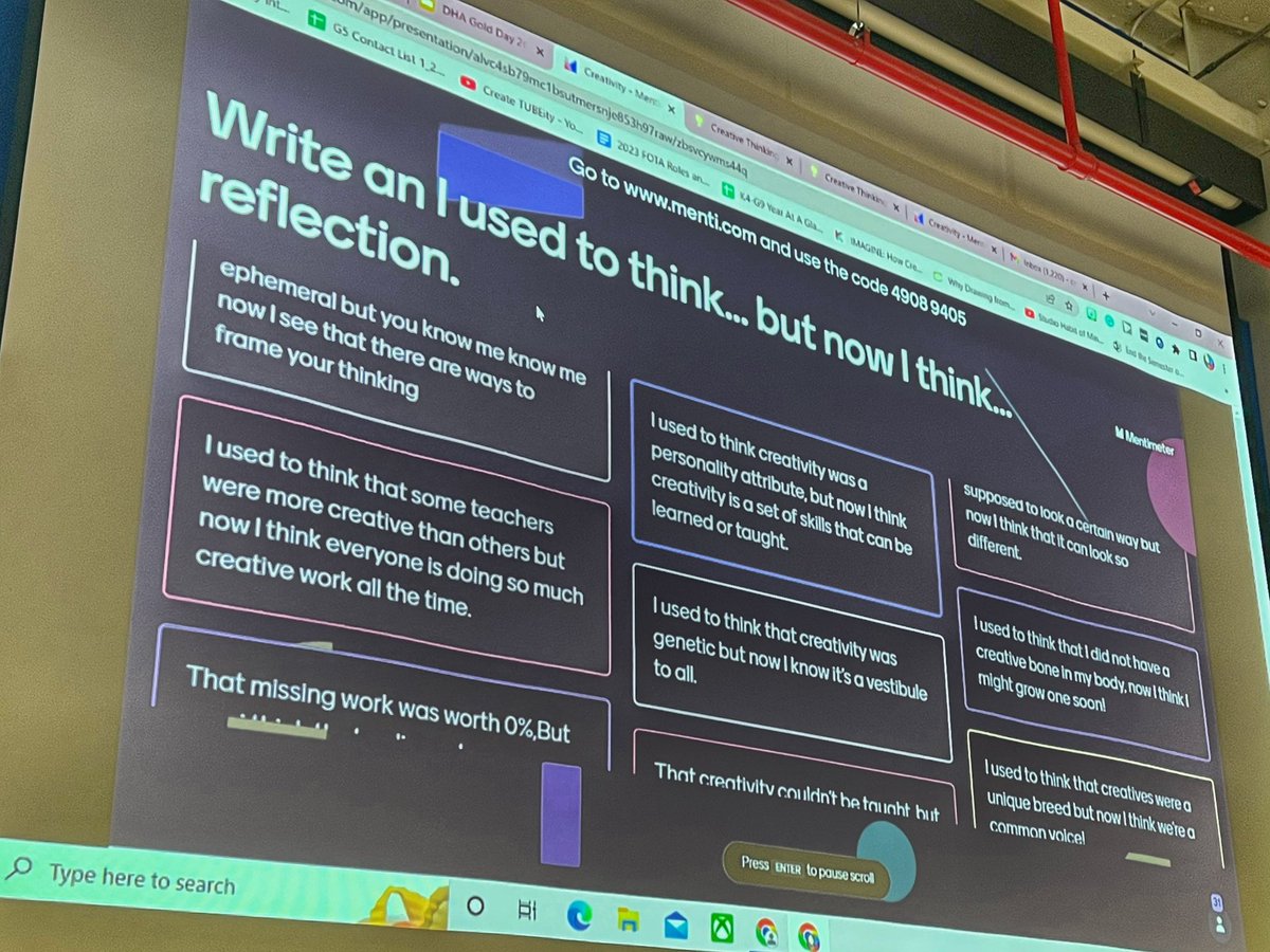 #DhaPR1DE in creative teachers! They documented how they already use the creative thinking skills and discussed how we can teach them more explicitly in all curriculum areas. Lots of weaving and generating ideas! So grateful to <a href="/Cyndiburnett/">Dr. Cyndi Burnett</a> for her contribution to education!