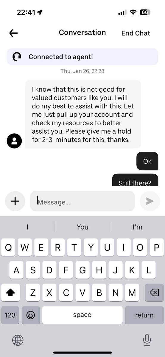 rileyc9's tweet photo. @UberEats your support staff can’t even start a conversation. #stillwaiting #fuber https://t.co/Uk5alclq13