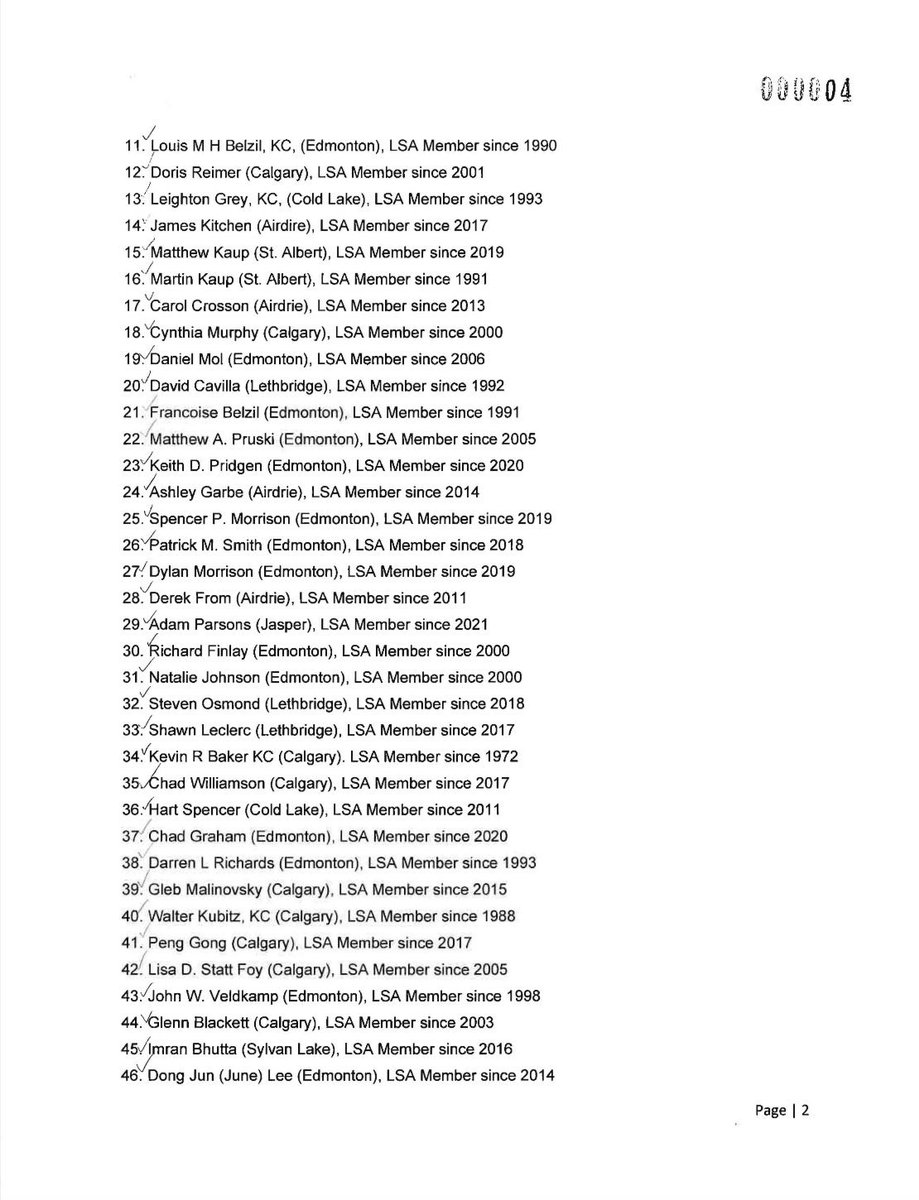 abcrimlaw's tweet photo. @CostaLaw @sarahN3T Here’s the list. A link was emailed to all Law Society of Alberta members. https://t.co/BCk4DGCnJZ