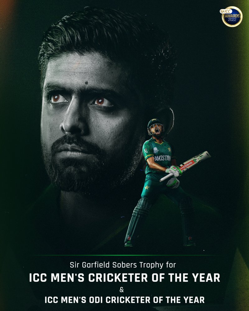 ICC's tweet photo. 🏏 2598 international runs
🔥 Eight centuries and 15 half-centuries

ICC Men's Cricketer of the Year 2022, Babar Azam 👏

Details ➡️ https://t.co/y97IvH0vKC https://t.co/xXpUmYjE2o