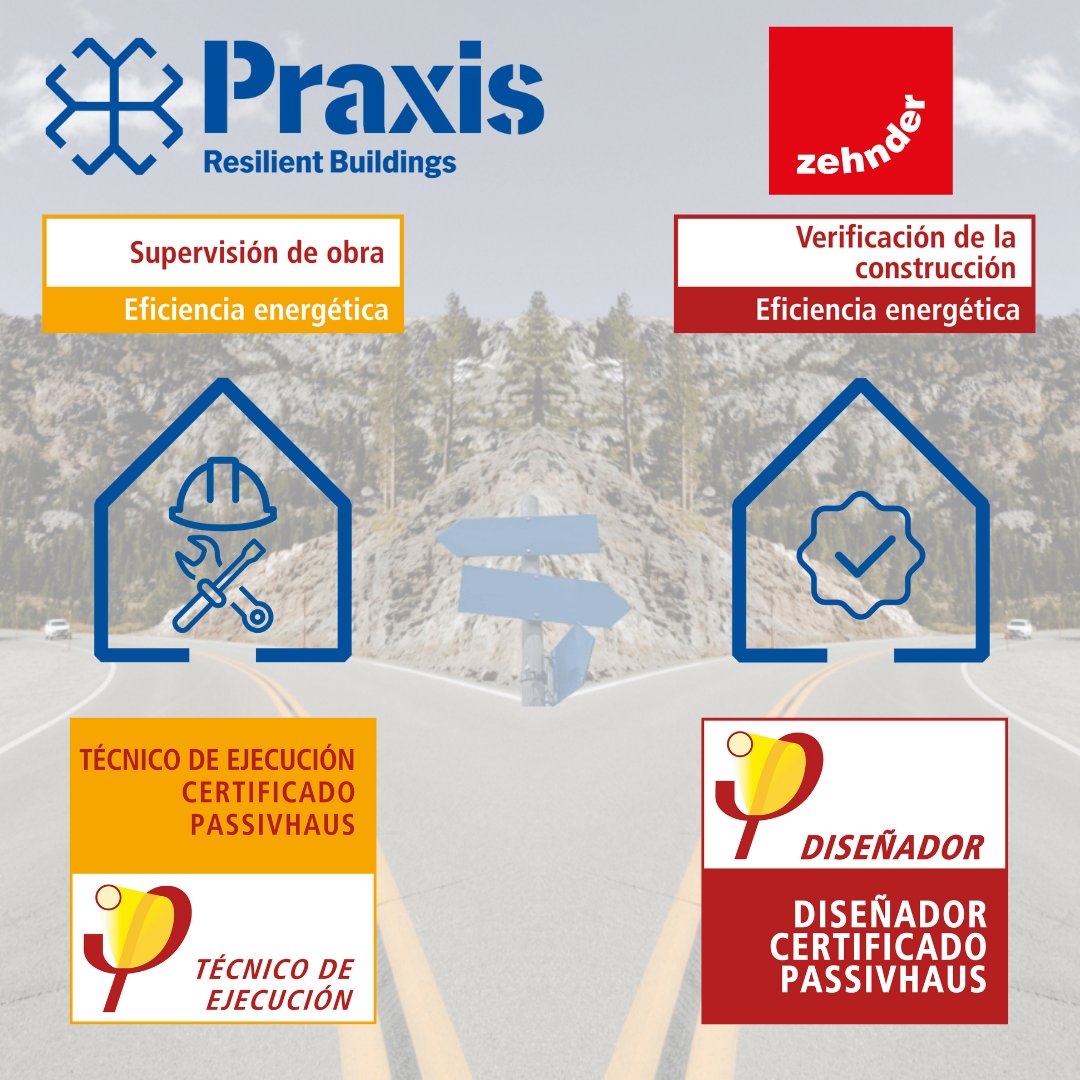 📢 <a href="/Praxis_rb/">Praxis Resilient Buildings</a>, en colaboración con #ZehnderGroup, estrena nuevos cursos oficiales de #Passivhaus.

✅ Supervisión de Obra en edificios Passivhaus 👉🏼 bit.ly/3X4GTpV.

✅ Verificación de la Construcción Passivhaus👉🏼 bit.ly/3iy3iwN.

<a href="/PlataformaPEP/">Plataforma Passivhaus (PEP)</a>