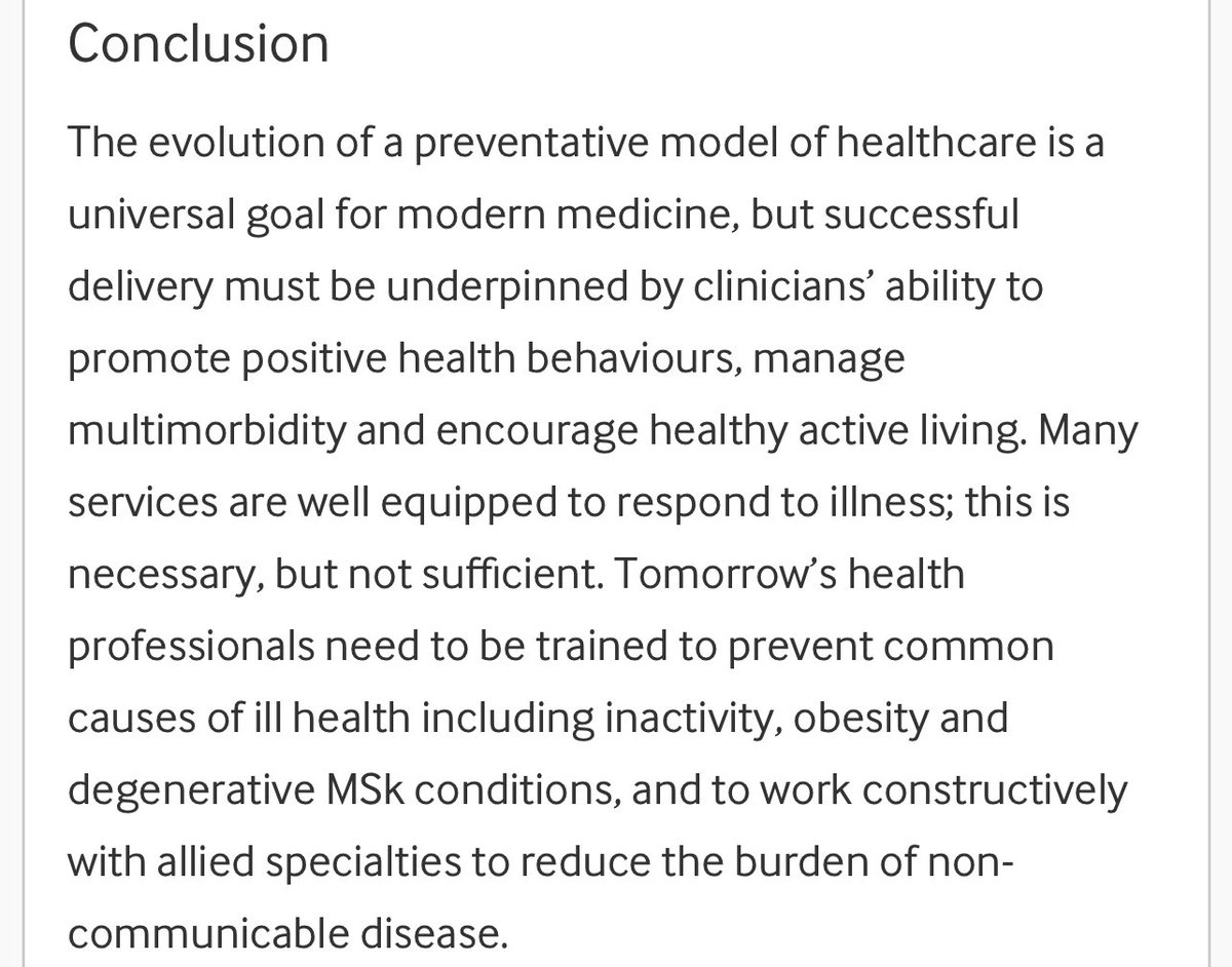Andrew Hall 🦴🔨 ⚽️ 🏉 🩺 (@andrewhallortho) on Twitter photo Is medical training adequate to promote health & give patients what they need?
🌍Inactivity = global health problem
🏃♂️Activity = preventative medicine
👩🎓 Doctors should be equipped to promote health
💊Medicine for 21st century!
<a href="/BJSM_BMJ/">British Journal of Sports Medicine (BJSM)</a> article: bjsm.bmj.com/content/early/… Is medical training adequate to promote health & give patients what they need?
🌍Inactivity = global health problem
🏃♂️Activity = preventative medicine
👩🎓 Doctors should be equipped to promote health
💊Medicine for 21st century!
<a href="/BJSM_BMJ/">British Journal of Sports Medicine (BJSM)</a> article: bjsm.bmj.com/content/early/…