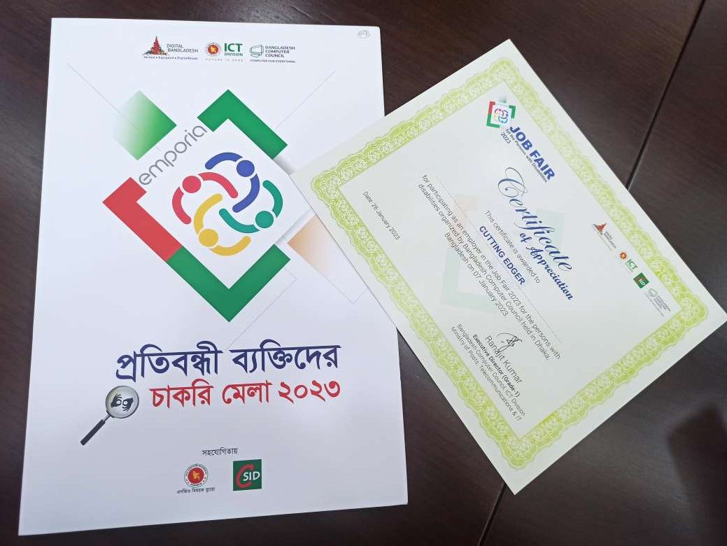 cutting_edger's tweet photo. Under ICT Division Bangladesh Computer Council organize a certificate giving program of thanksgiving for the employer of the Job Fair for Disable People 2023.
#BASIS #ICTDivision #ICT #bangladeshcomputercouncil #certificateceremony #postproductionservice #CuttingEdger https://t.co/MW8fGh5MjS
