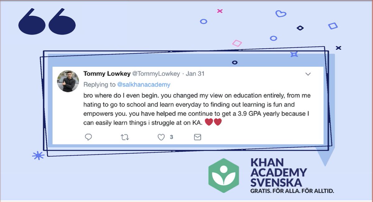 🙏 Hur mycket behöver du gilla något för att skriva om det?❤️

sv.khanacademy.org

#skola #Lärare #läromedel #utbpol #khanacademy #digitalskola #matematik