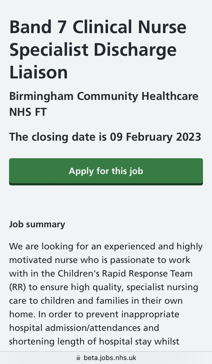 Great to see our good friends <a href="/bhamcommunity/">@bhamcommunity</a> creating a new an exciting post to support with paediatric discharge and admission avoidance for their families beta.jobs.nhs.uk/candidate/joba… 
We’re really looking forward to working with you in the future #families #discharge #ICBworking
